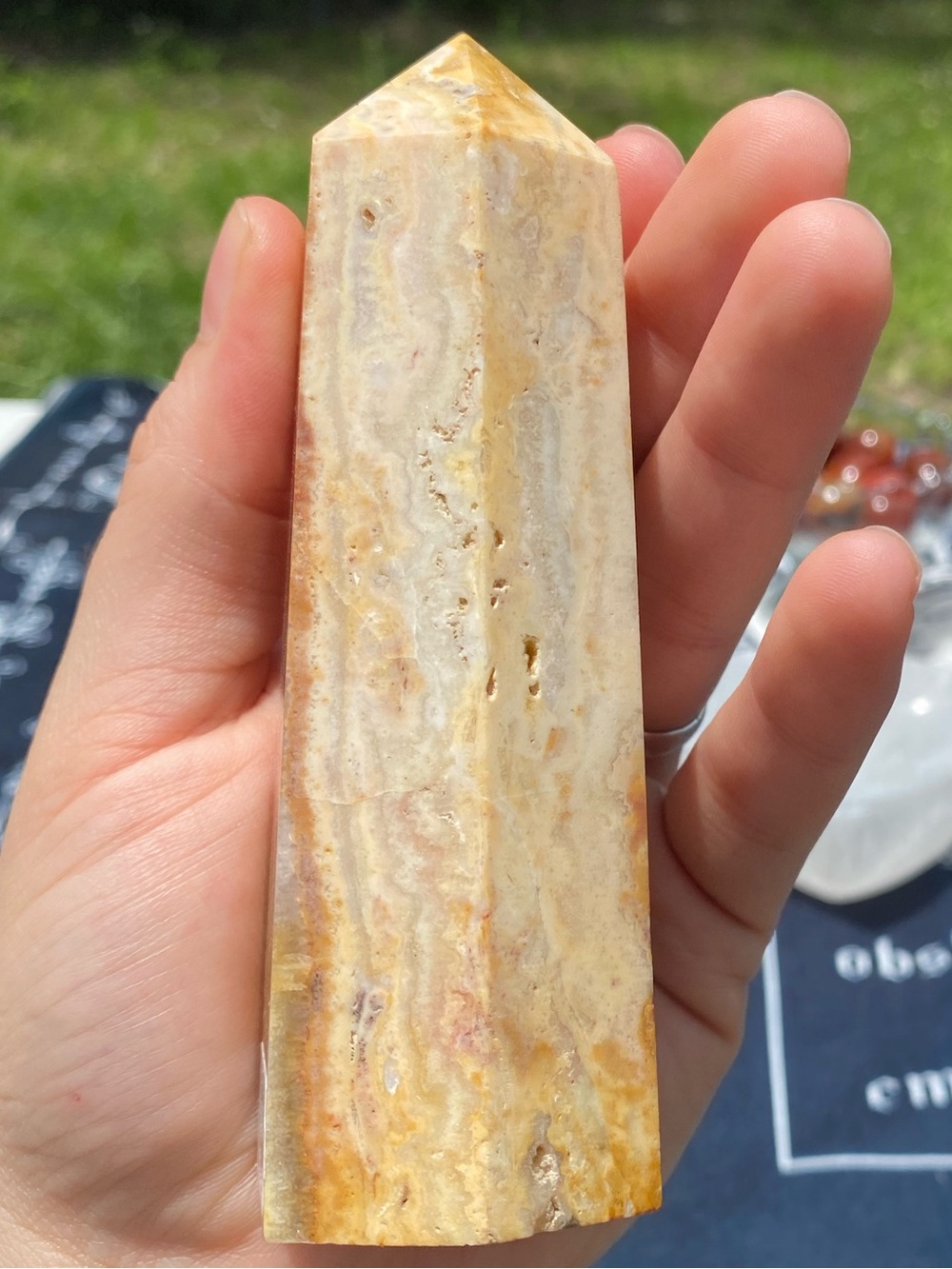 Yellow Lace Agate Tower